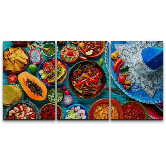 wall26 Canvas Print Wall Art Set Mexican Inspired Food Variety Food Cultural Photography Realism Rustic Landscape Colorful Multicolor Ultra for Living Room, Bedroom, Office - 16"x24"x3
