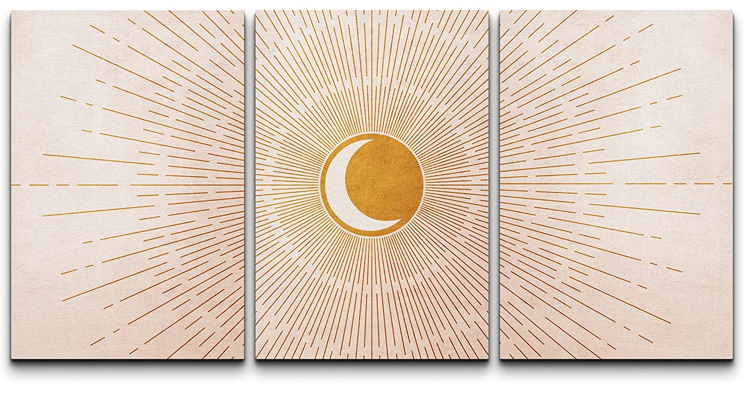 wall26 Canvas Print Wall Art Set Mid-Century Ocean Sunset Sun Horizon ...
