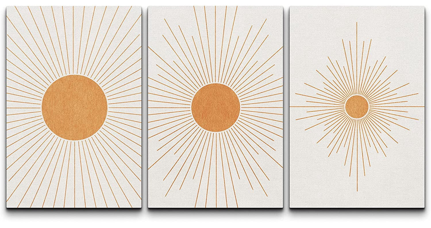 wall26 Canvas Print Wall Art Set Mid-Century Ocean Sunset Sun Horizon ...