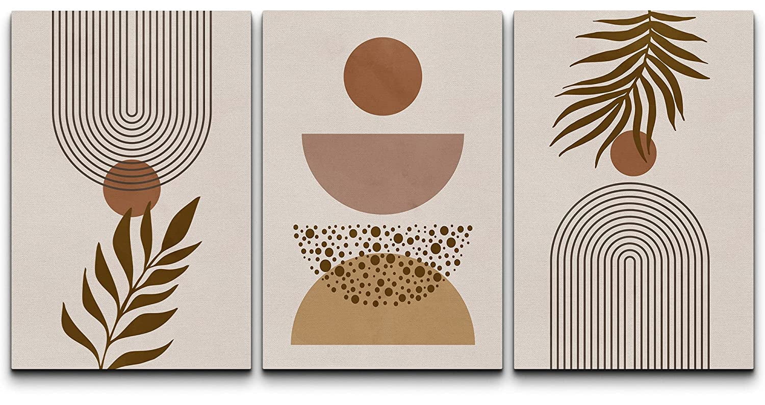 wall26 Canvas Print Wall Art Set Mid-Century Ocean Sunset Sun Horizon ...