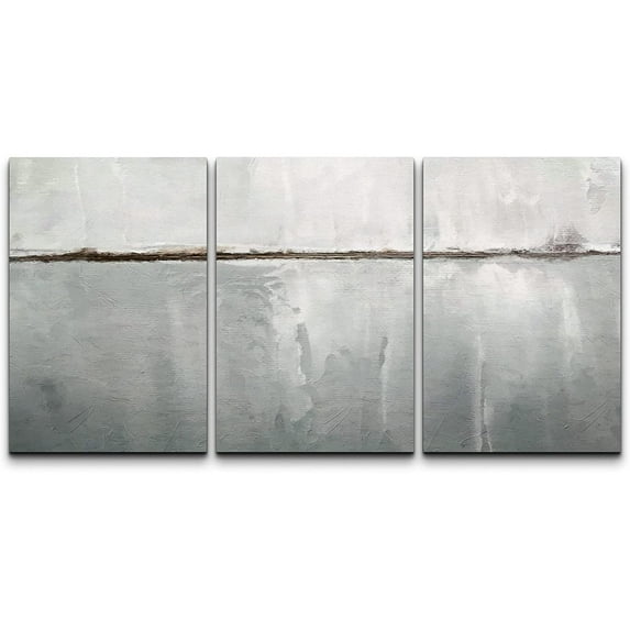 wall26 Canvas Print Wall Art Set Minimal Gray Paint Stroke Landscape Abstract Shapes Illustrations Modern Art Decorative Multicolor Chic for Living Room, Bedroom, Office - 24"x36"x3 Panels