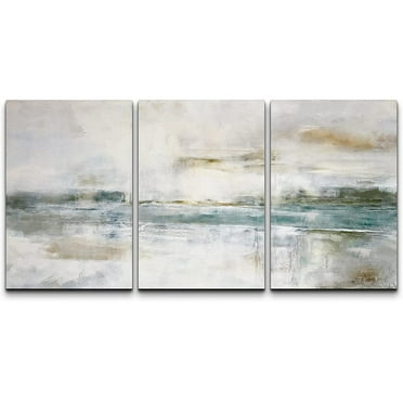wall26 Canvas Print Wall Art Set Minimal Gray Pastel Paint Landscape Abstract Shapes Illustrations Modern Art Decor Multicolor Chic for Living Room, Bedroom, Office - 16"x24"x3 Panels
