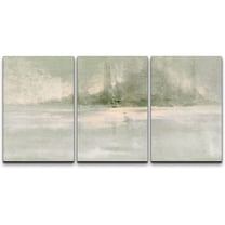 wall26 Canvas Print Wall Art Set Minimal Pastel Green Grunge Landscape Abstract Shapes Illustrations Modern Art Decorative Multicolor Chic for Living Room, Bedroom, Office - 24"x36"x3 Panel
