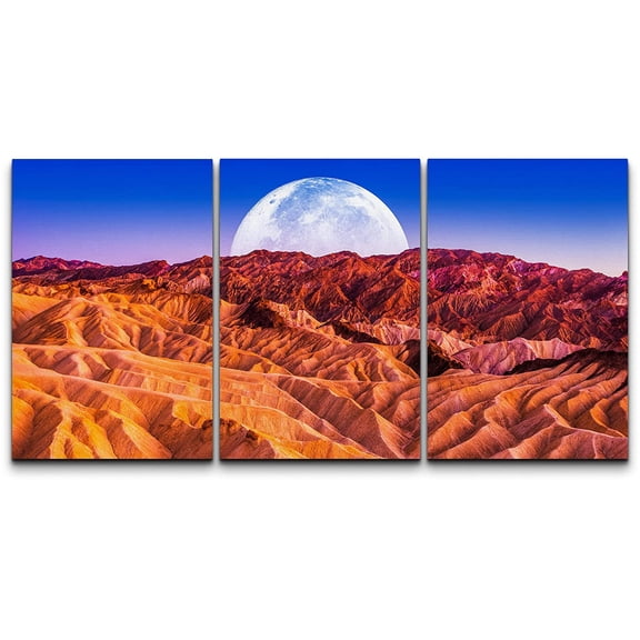 wall26 Canvas Print Wall Art Set Moon Over Red Mars Mountain Astronomy &amp; Space Nature Digital Art Sci-Fi &amp; Fantasy Decorative Landscape for Living Room, Bedroom, Office - 24"x36"x3