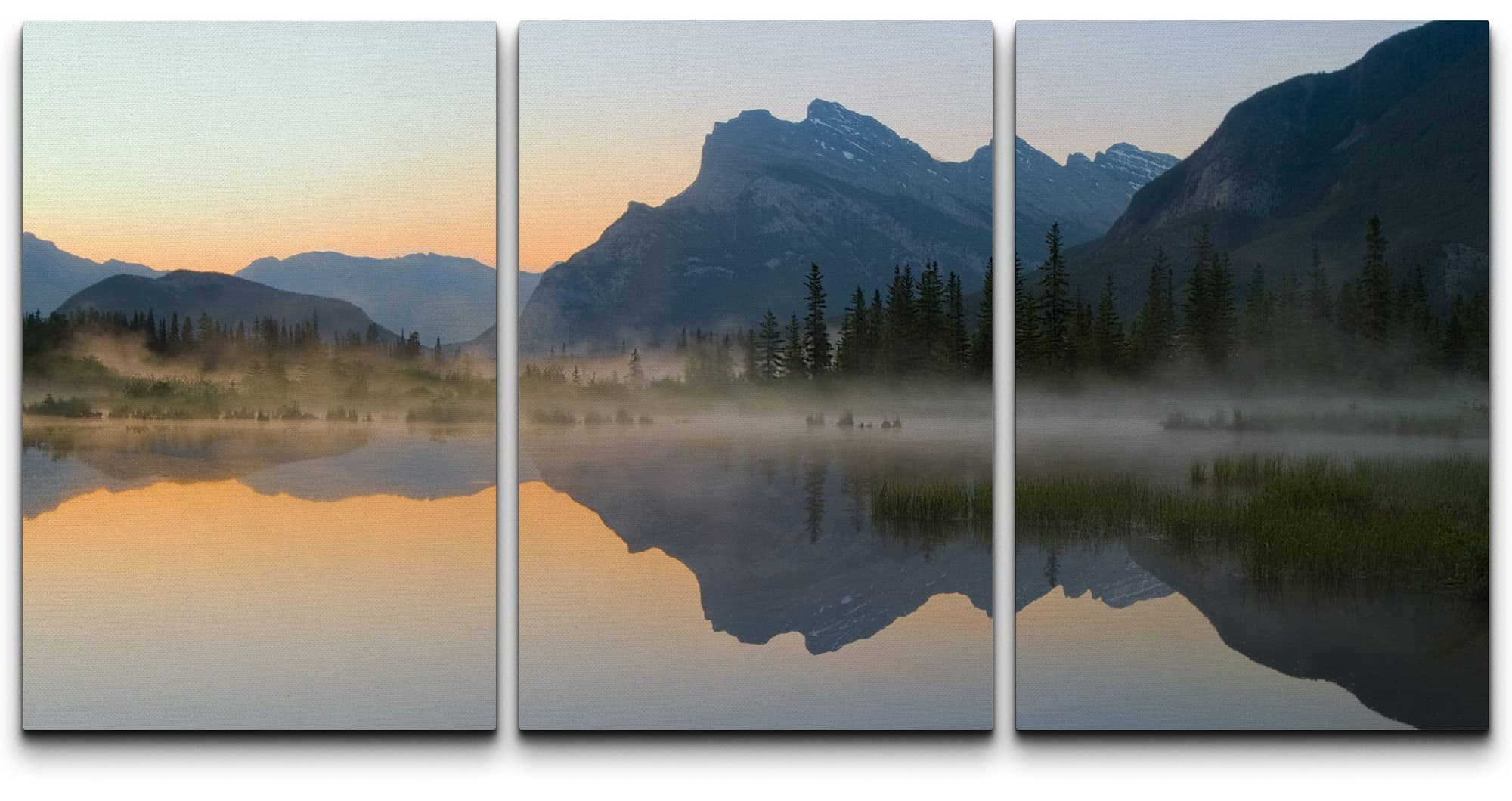 wall26 Canvas Print Wall Art Set Mountain Range & Forest Reflection at ...