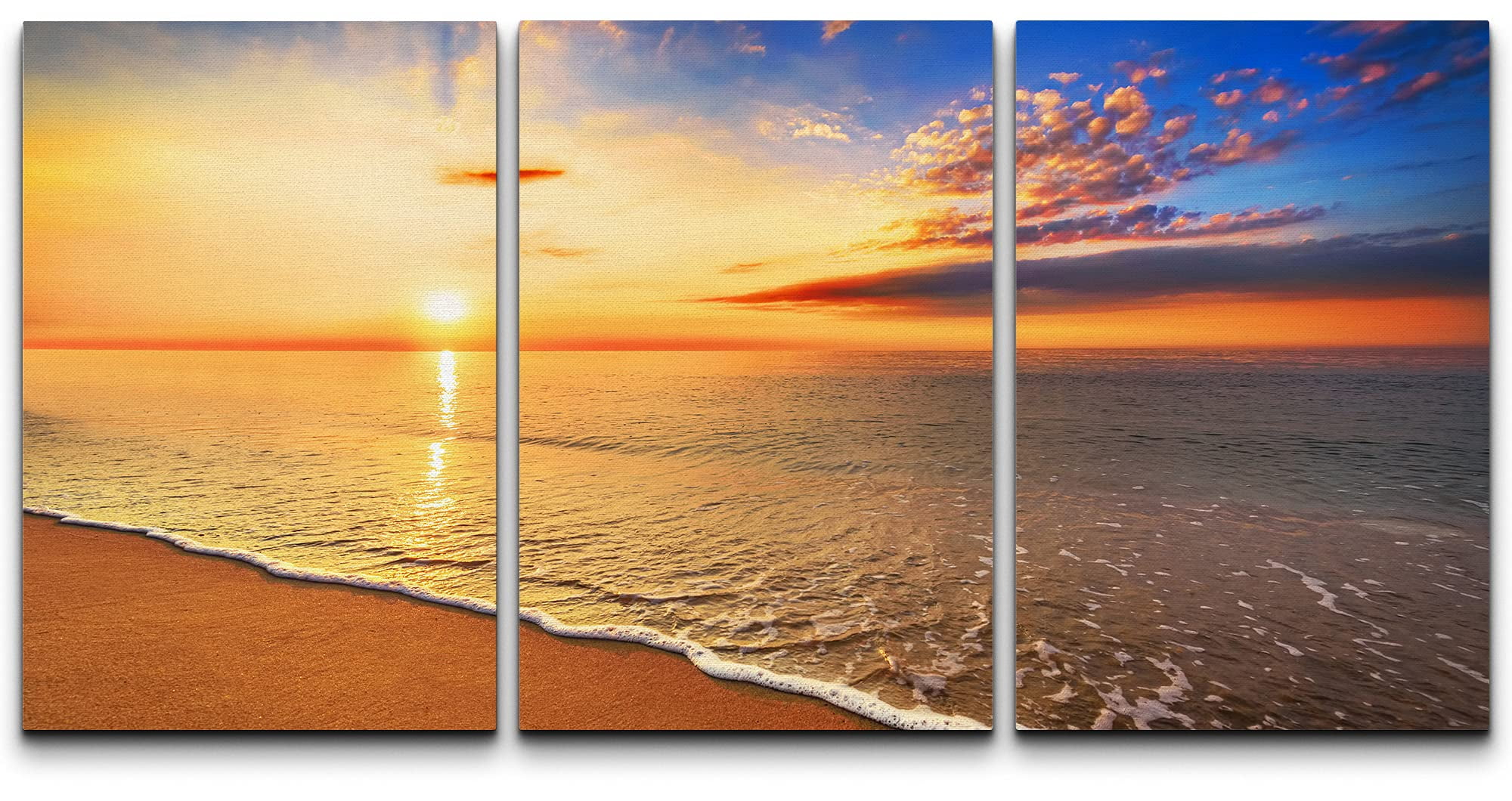 wall26 Canvas Print Wall Art Set Orange & Blue Sunset Over The