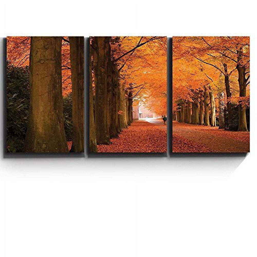 wall26 Canvas Print Wall Art Set Orange & Red Leaves on Autumn Trees ...