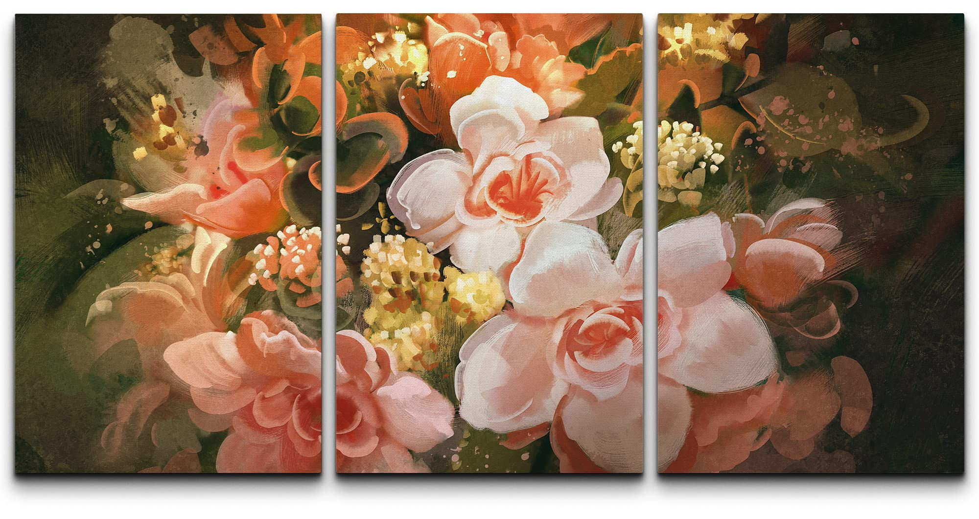 wall26 Canvas Print Wall Art Set Paint Stroke Blooming Daisies and ...