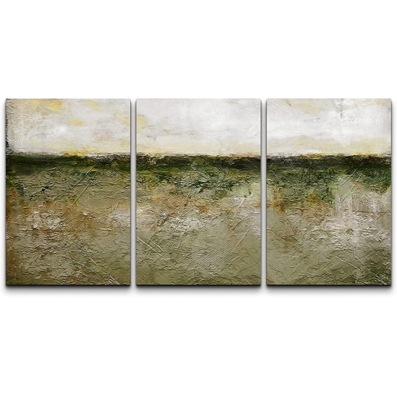 wall26 Canvas Print Wall Art Set Pastel Watercolor Green Country Landscape Abstract Shapes Illustrations Modern Art Decorative Multicolor for Living Room, Bedroom, Office - 24"x36" x 3