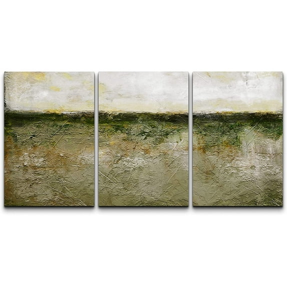 wall26 Canvas Print Wall Art Set Pastel Watercolor Green Country Landscape Abstract Shapes Illustrations Modern Art Decorative Multicolor for Living Room, Bedroom, Office - 16"x24" x 3