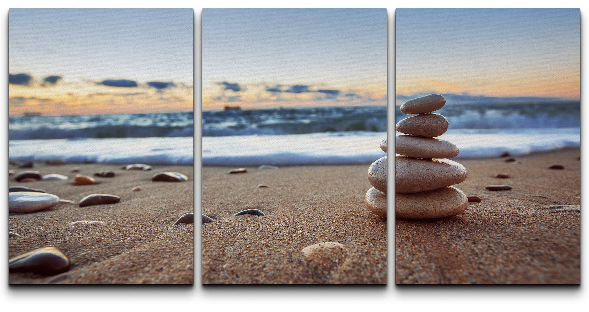 wall26 Canvas Print Wall Art Set Pebbles Along The Ocean Beach Coast Nature Wilderness Photography Realism Chic Scenic Relax/Calm Multicolor for Living Room, Bedroom, Office - 16&quot;x24&quot;x3 Pan - image 1 of 5
