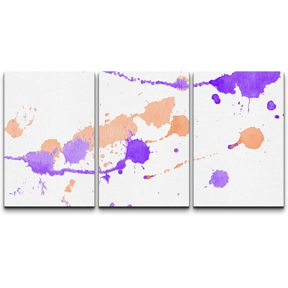 wall26 Canvas Print Wall Art Set Purple & Orange Paint Drip Blots Abstract Shapes Illustrations Modern Art Bohemian Dramatic Multicolor Ultra for Living Room, Bedroom, Office - 16"x24"x