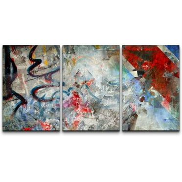 wall26 Canvas Print Wall Art Set Rainbow Graffiti &amp; Street Art Collage Abstract Shapes Illustrations Modern Art Chic Colorful Multicolor Ultra for Living Room, Bedroom, Office - 16&quot;x24&quot;