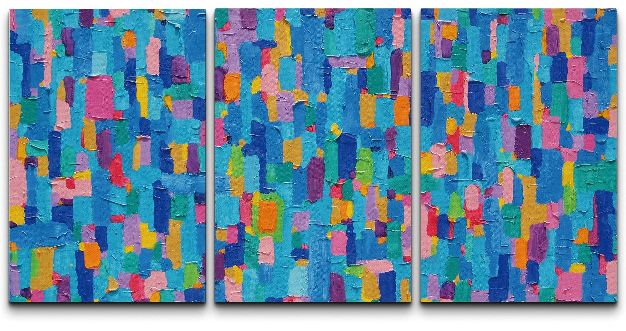 wall26 Canvas Print Wall Art Set Rainbow Paint Stroke Collage Abstract ...