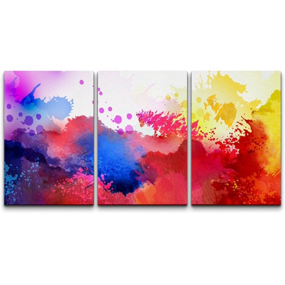 wall26 Canvas Print Wall Art Set Red, Blue &amp; Yellow Paint Splatter Explosion Abstract Shapes Illustrations Modern Art Bohemian Dramatic Multicolor for Living Room, Bedroom, Office - 16"x24&q