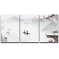 thumbnail image 1 of wall26 Canvas Print Wall Art Set Red Cherry Blossoms Over Chinese Boats Nature Wilderness Illustrations Modern Art Cultural Scenic Relax/Calm for Living Room, Bedroom, Office - 24"x36"x3 Pa, 1 of 5