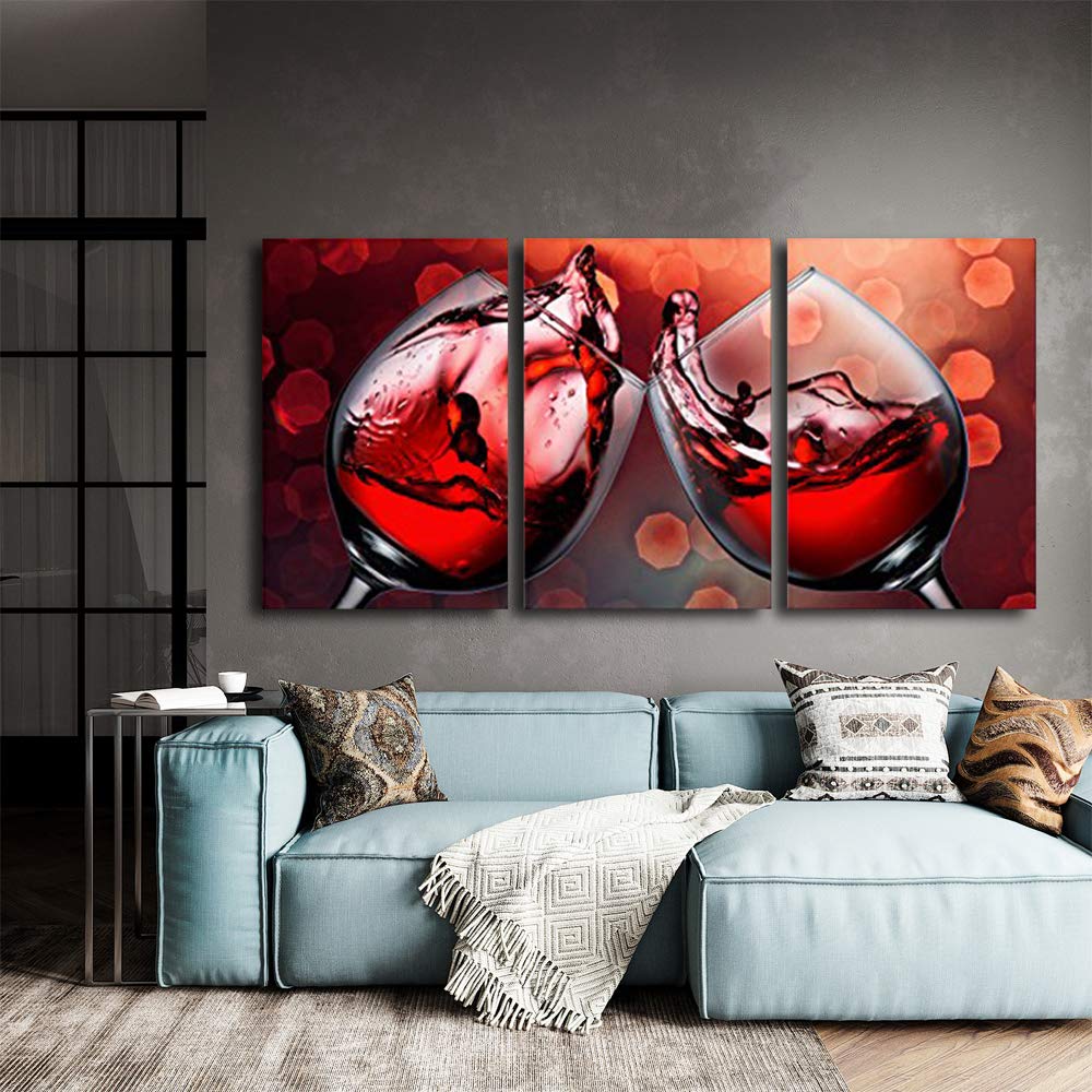 wall26 Canvas Print Wall Art Set Red Wine Glasses in Celebration Drinks  Cocktails Photography Realism Chic Closeup Colorful Multicolor Ultra for Living  Room, Bedroom, Office 16quot;x24quot;x3