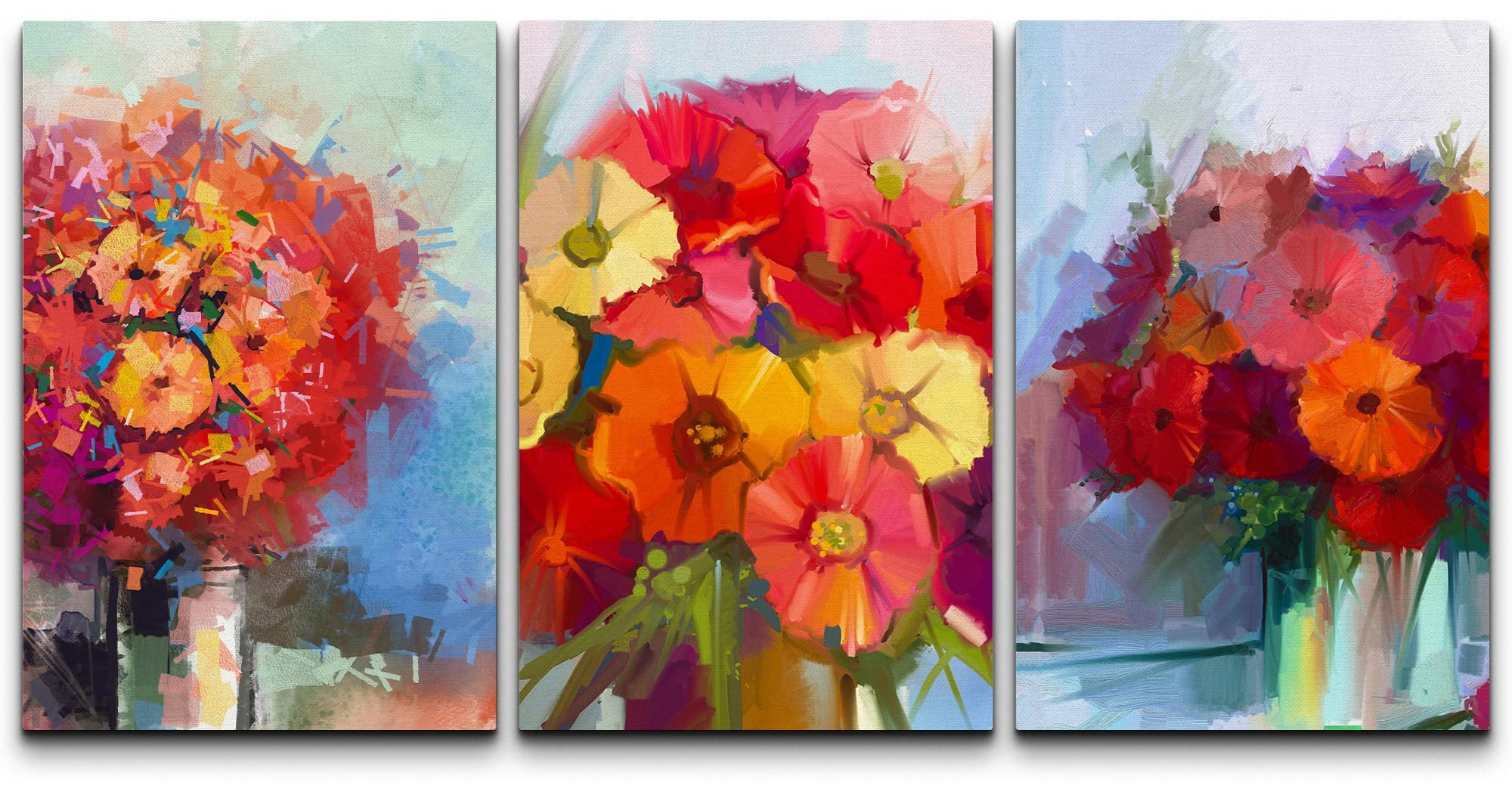 wall26 Canvas Print Wall Art Set Red & Yellow Watercolor Flower ...