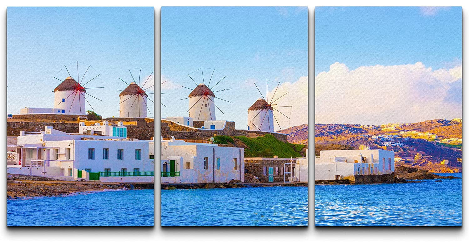 wall26 Canvas Print Wall Art Set Santorini Greece Ocean Architecture ...