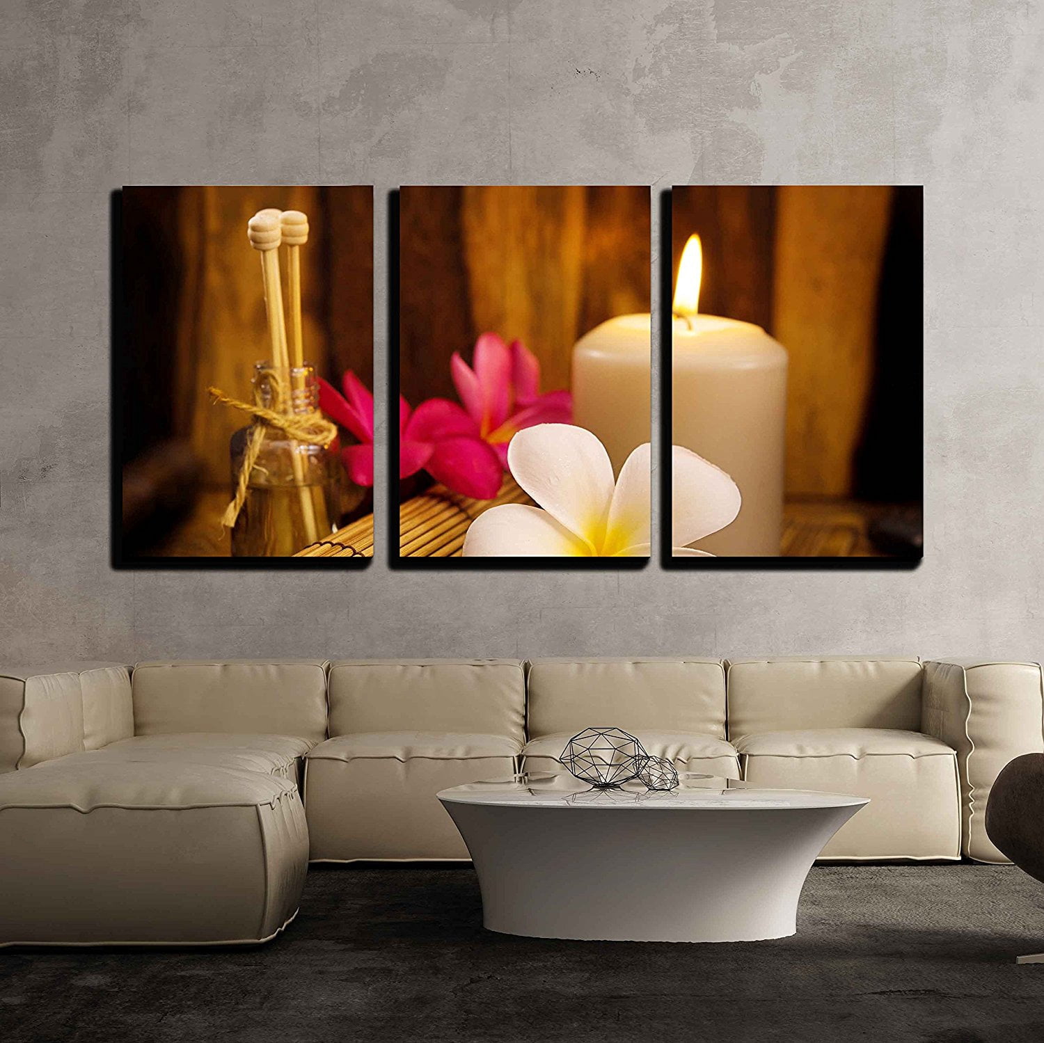 wall26 Canvas Print Wall Art Set at The Spa with Candle & Daisy Flowers ...