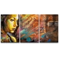 thumbnail image 1 of wall26 Canvas Print Wall Art Set Spearmint Woman Triptych Graffiti &amp; Street Art Cities Mixed Media Realism Bohemian Scenic Urban Multicolor for Living Room, Bedroom, Office - 16"x24"x3, 1 of 5