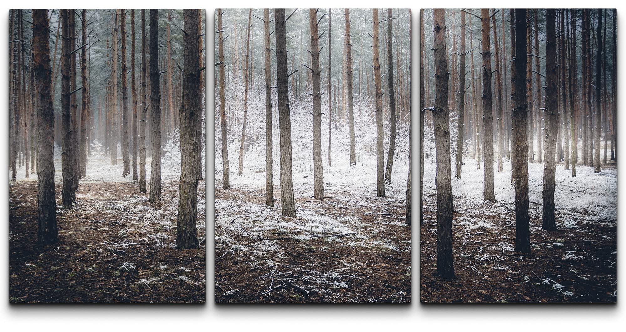 wall26 Canvas Print Wall Art Set Spooky Misty Winter Snow & Tree Forest ...