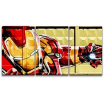 wall26 Canvas Print Wall Art Set Spray Paint Iron Man Superhero Graffiti & Street Art Comic Book Illustrations Modern Art Portrait Boho Decorative for Living Room, Bedroom, Office - 24"x36&q