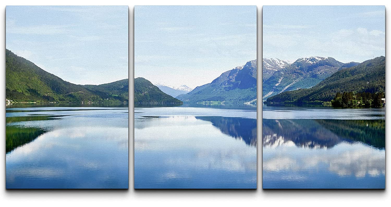 wall26 Canvas Print Wall Art Set Springtime Zen Serene Mountain Lake ...