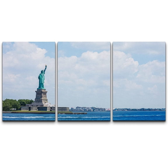 wall26 Canvas Print Wall Art Set Statue of Liberty Ellis Island New York City View Nature Cityscape Photography Realism Landscape Colorful for Living Room, Bedroom, Office - 24"x36" x 3