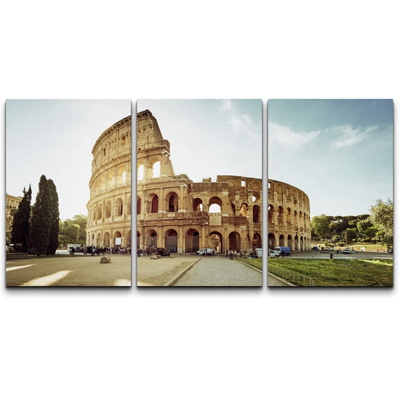 wall26 Canvas Print Wall Art Set Sunlight Over Colosseum in Rome, Italy Architecture &amp; Maps Cityscape Photography Realism Modern Scenic Multicolor for Living Room, Bedroom, Office - 24"x36&q
