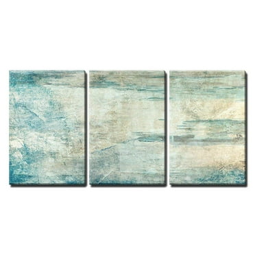 wall26 Canvas Print Wall Art Set Teal &amp; Tan Cracked Texture Paint Set Abstract Shapes Illustrations Modern Art Minimalist Colorful Multicolor Ultra for Living Room, Bedroom, Office - 24&quot;x36&