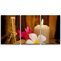 wall26 Canvas Print Wall Art Set at The Spa with Candle & Daisy Flowers Nature Wilderness Photography Realism Zen Scenic Colorful Multicolor for Living Room, Bedroom, Office - 24"x36"x3
