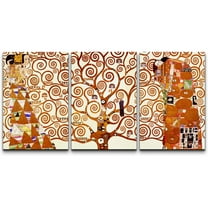 wall26 Canvas Print Wall Art Set Tree of Life by Gustav Klimt Cultural Historic Oil Painting Fine Art Reproduction Scenic Colorful for Living Room, Bedroom, Office - 16"x24" x 3 Panels