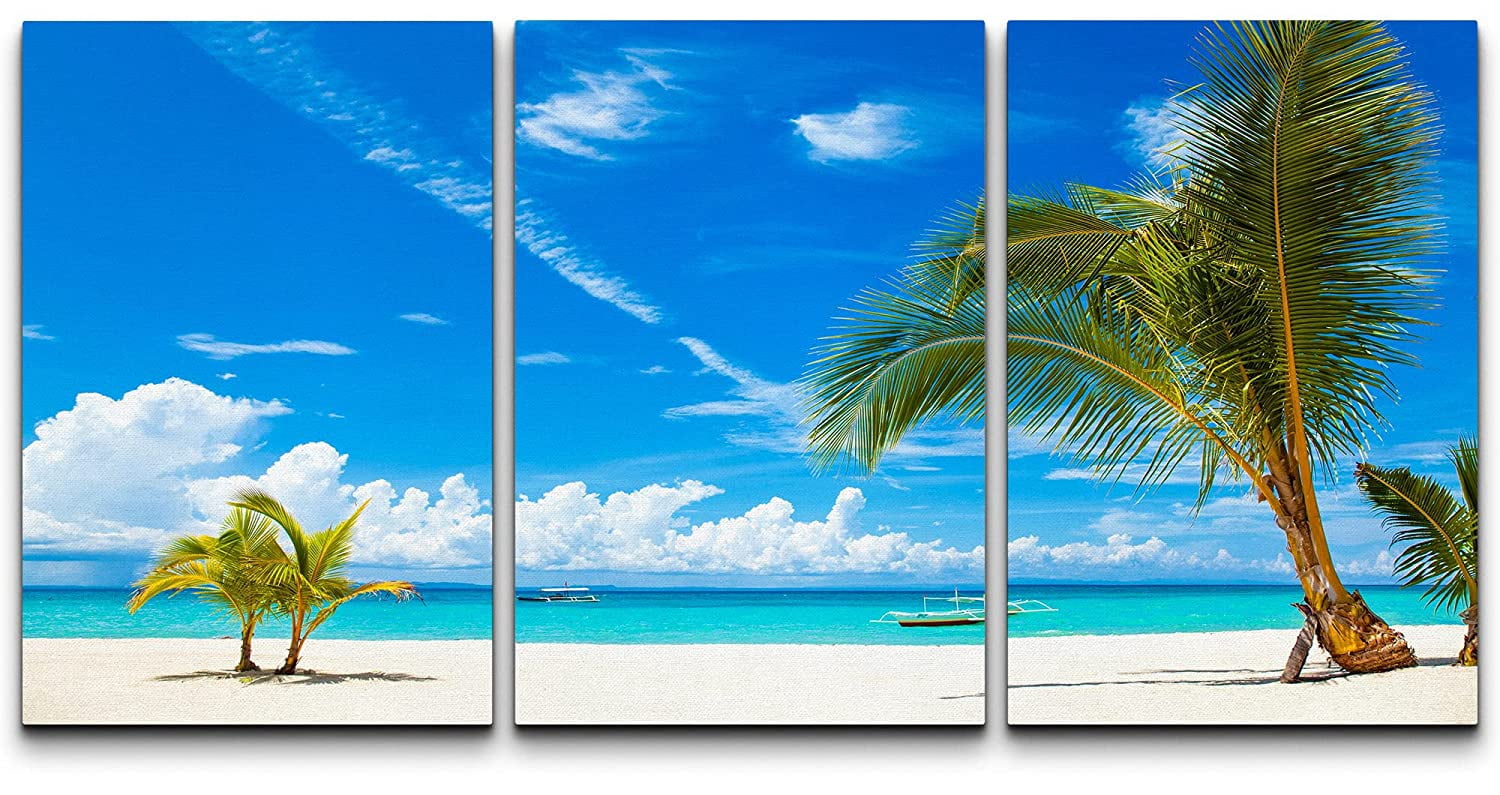 wall26 Canvas Print Wall Art Set Tropical Island Beach Palm Tree Ocean ...