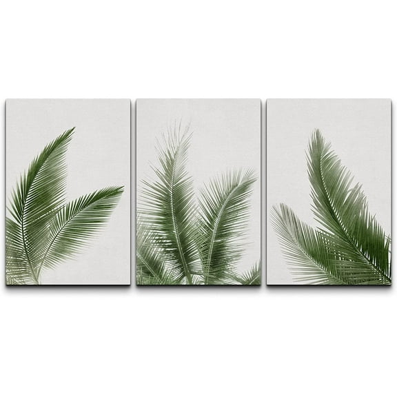 wall26 Canvas Print Wall Art Set Tropical Jungle Palm Leaf Collage Nature Floral Digital Art Modern Art Decorative Rustic Botanical Relax/Calm for Living Room, Bedroom, Office - 24"x36" x 3