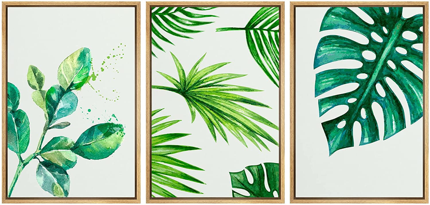 wall26 Canvas Print Wall Art Set Tropical Monstera & Palm Leaf