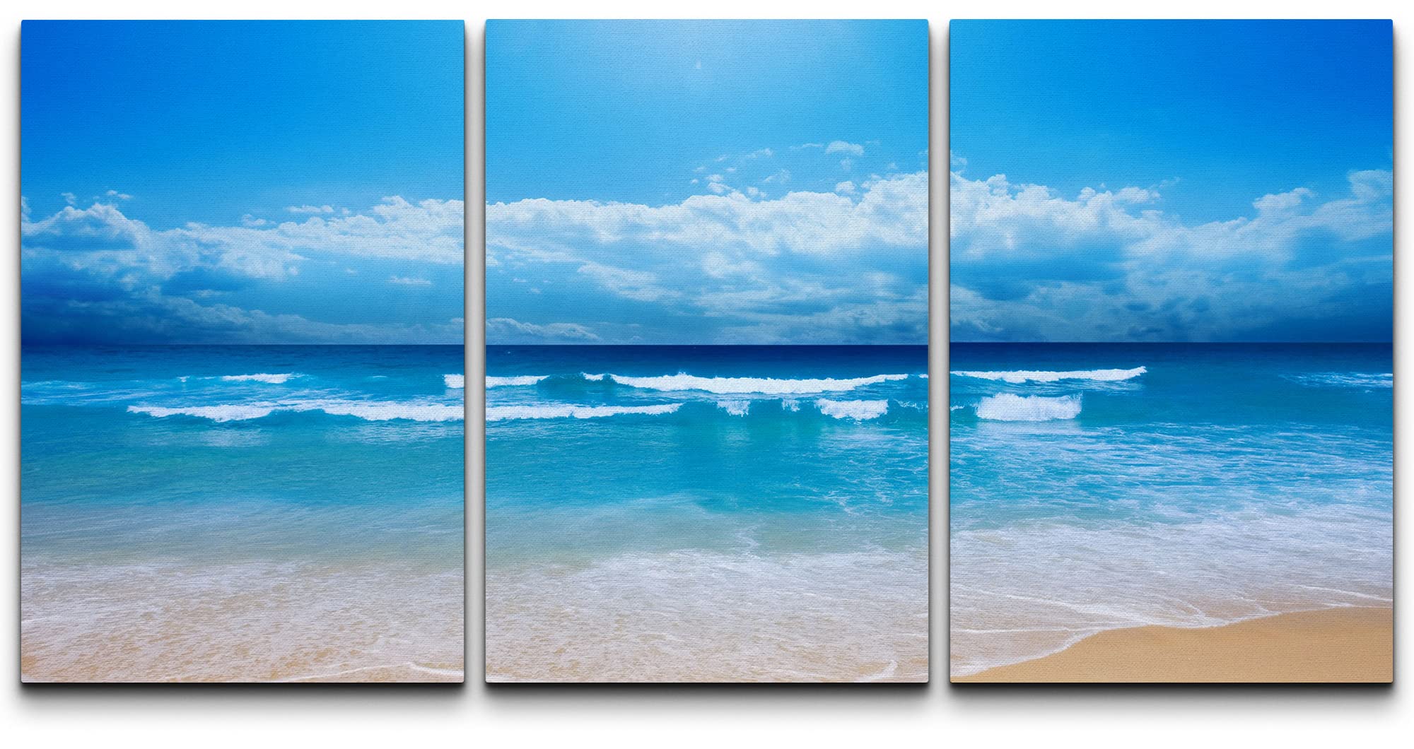 wall26 Canvas Print Wall Art Set Vibrant Blue Beach Shore, Waves ...