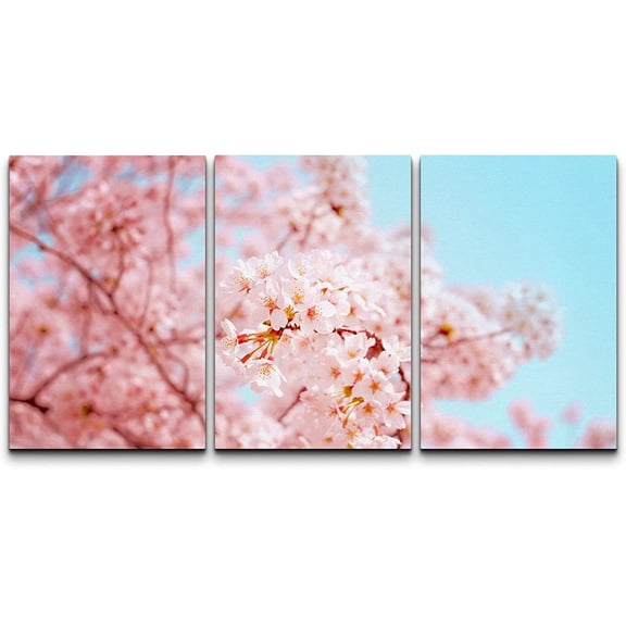 wall26 Canvas Print Wall Art Set Vibrant Japanese Cherry Blossom Flower Botanical Floral Photography Realism Decorative Nature Colorful for Living Room, Bedroom, Office - 16"x24" x 3