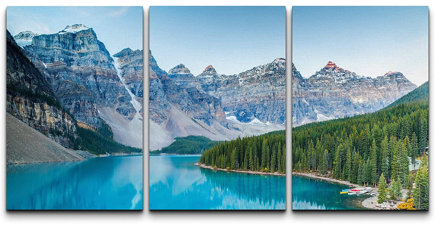 wall26 Canvas Print Wall Art Set Vibrant Mountain Range Forest Valley ...