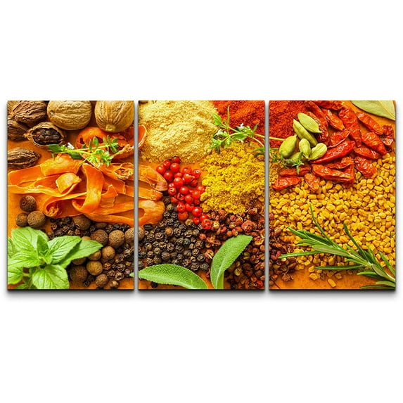 wall26 Canvas Print Wall Art Set Vibrant Peppercorn Mint Herb Spice Variety Food Kitchen &amp; Cooking Photography Realism Decorative Colorful for Living Room, Bedroom, Office - 16"x24"x3