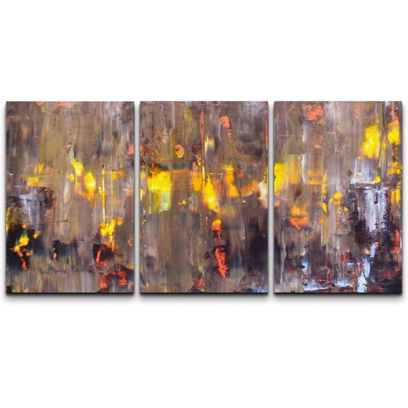 wall26 Canvas Print Wall Art Set Vibrant Yellow & Orange Paint Smudge Strokes Abstract Shapes Illustrations Modern Art Bohemian Colorful Multicolor for Living Room, Bedroom, Office - 16"x24&