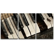wall26 Canvas Print Wall Art Set Vintage Retro Broken Piano Key Close Up Music Instruments Photography Realism Modern Scenic Relax/Calm Cool for Living Room, Bedroom, Office - 24"x36"x3