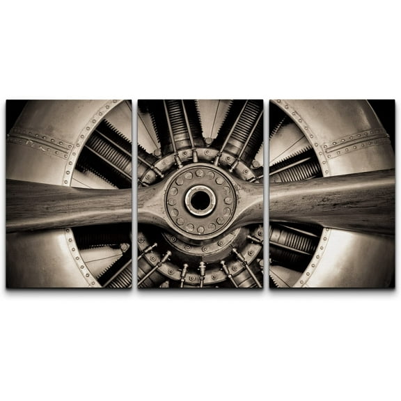 wall26 Canvas Print Wall Art Set Vintage Retro Sepia Airplane Propeller Transportation Skylines Photography Modern Art Contemporary Scenic Dramatic for Living Room, Bedroom, Office - 16"x24"