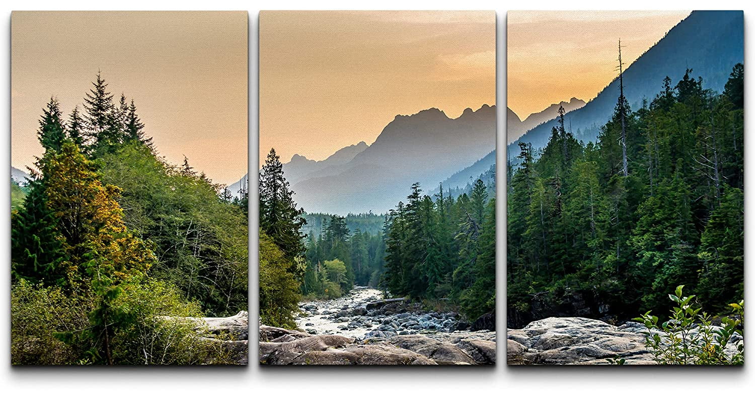 wall26 Canvas Print Wall Art Set Woodland Nursery Decor Sunset Colorado  Mountain River Forest Nature Wilderness Photography Realism Rustic  Landscape for Living Room, Bedroom, Office 16quot;x24quo
