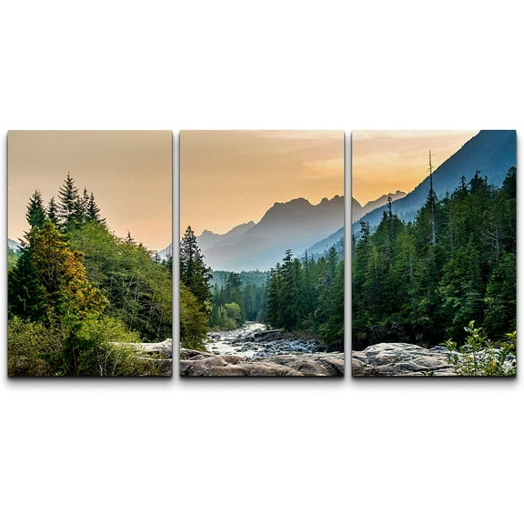 wall26 Canvas Print Wall Art Set Woodland Nursery Decor Sunset Colorado Mountain River Forest Nature Wilderness Photography Realism Rustic Landscape for Living Room, Bedroom, Office - 24"x36&quo