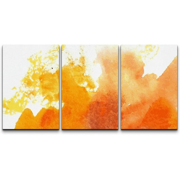 wall26 Canvas Print Wall Art Set Yellow &amp; Orange Paint Splatter Explosion Abstract Shapes Illustrations Modern Art Bohemian Dramatic Multicolor for Living Room, Bedroom, Office - 24"x36&quot