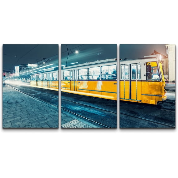 wall26 Canvas Print Wall Art Set Yellow & White European Metro Car Transportation Cityscape Photography Realism Rustic Scenic Colorful Multicolor for Living Room, Bedroom, Office - 16"x24&qu