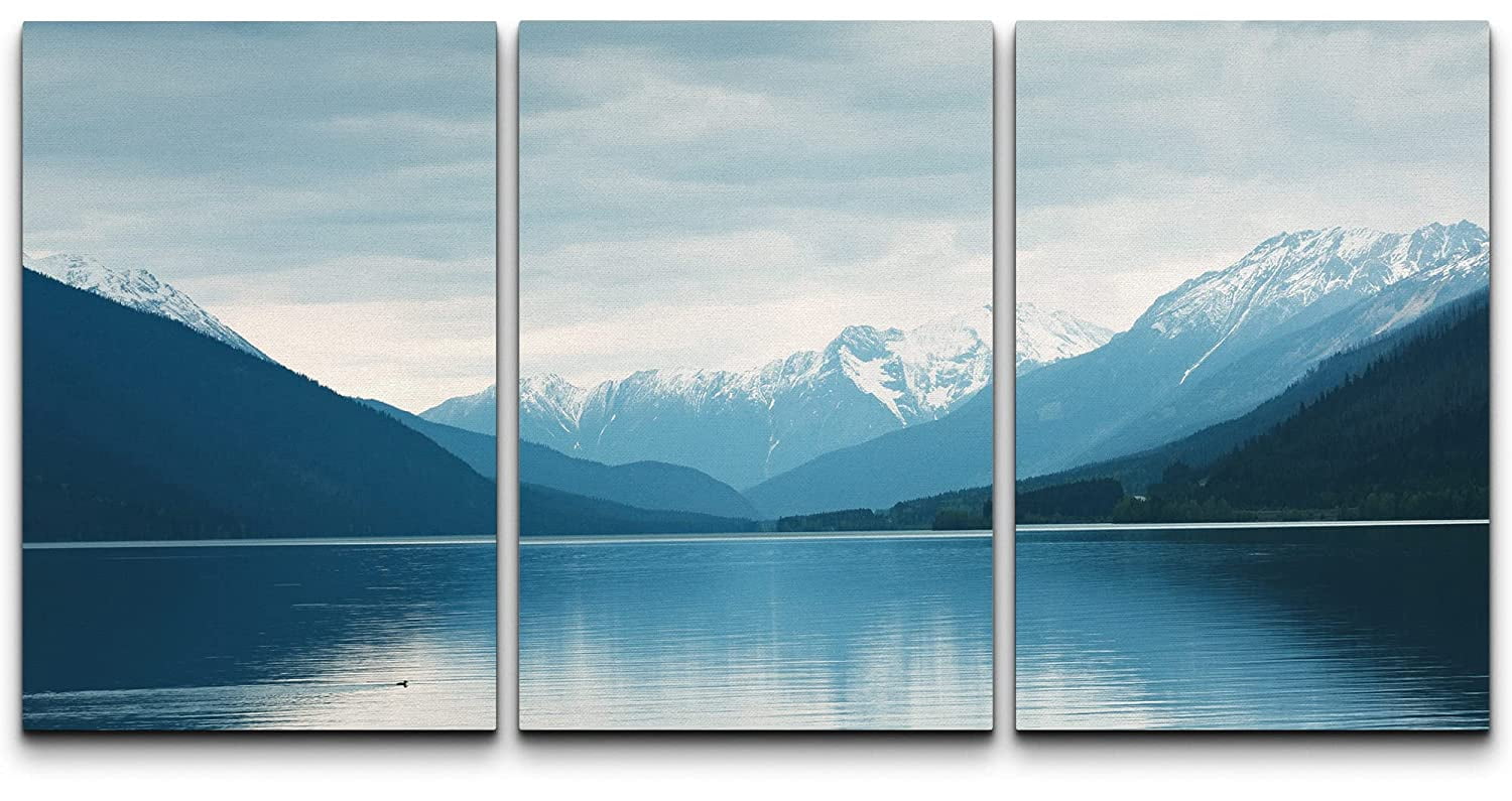 wall26 Canvas Print Wall Art Set Zen Mountain Range Lake Reflection ...