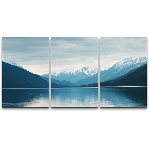wall26 Canvas Print Wall Art Set Zen Mountain Range Lake Reflection Nature Wilderness Photography Realism Rustic Landscape Colorful Cool for Living Room, Bedroom, Office - 24"x36" x 3