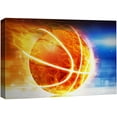 thumbnail image 1 of wall26 Canvas Print Wall Art Speeding Fiery Basketball on The Court Sports Athletes Digital Art Realism Modern Scenic Dramatic Fun Ultra for Living Room, Bedroom, Office - 24"x36", 1 of 5